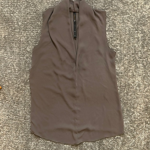 Renee C. Tops - Renee C grey Sleeveless Blouse with Mandarin Collar small